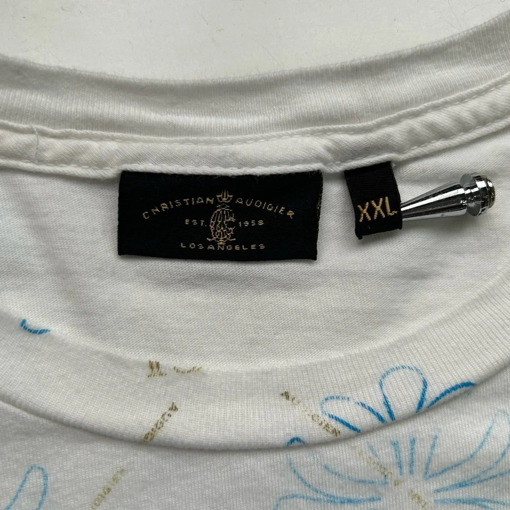 Christian Audiger allover screen printed T-shirt, Swarovski crystal embellished - Picture 2 of 10